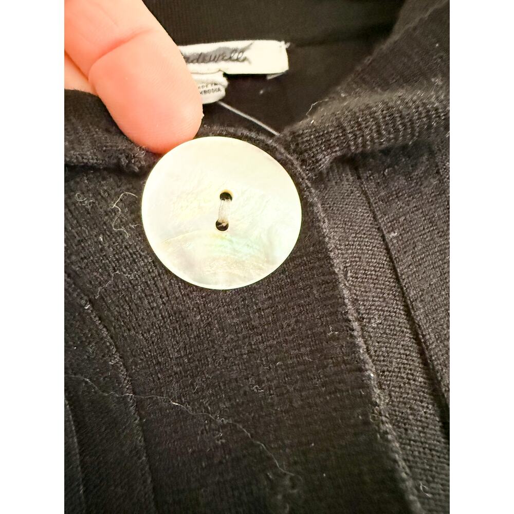 Madewell | NWT Ribbed Polo Sweater Black Ivory Stripe | Sz S - Picture 4 of 10